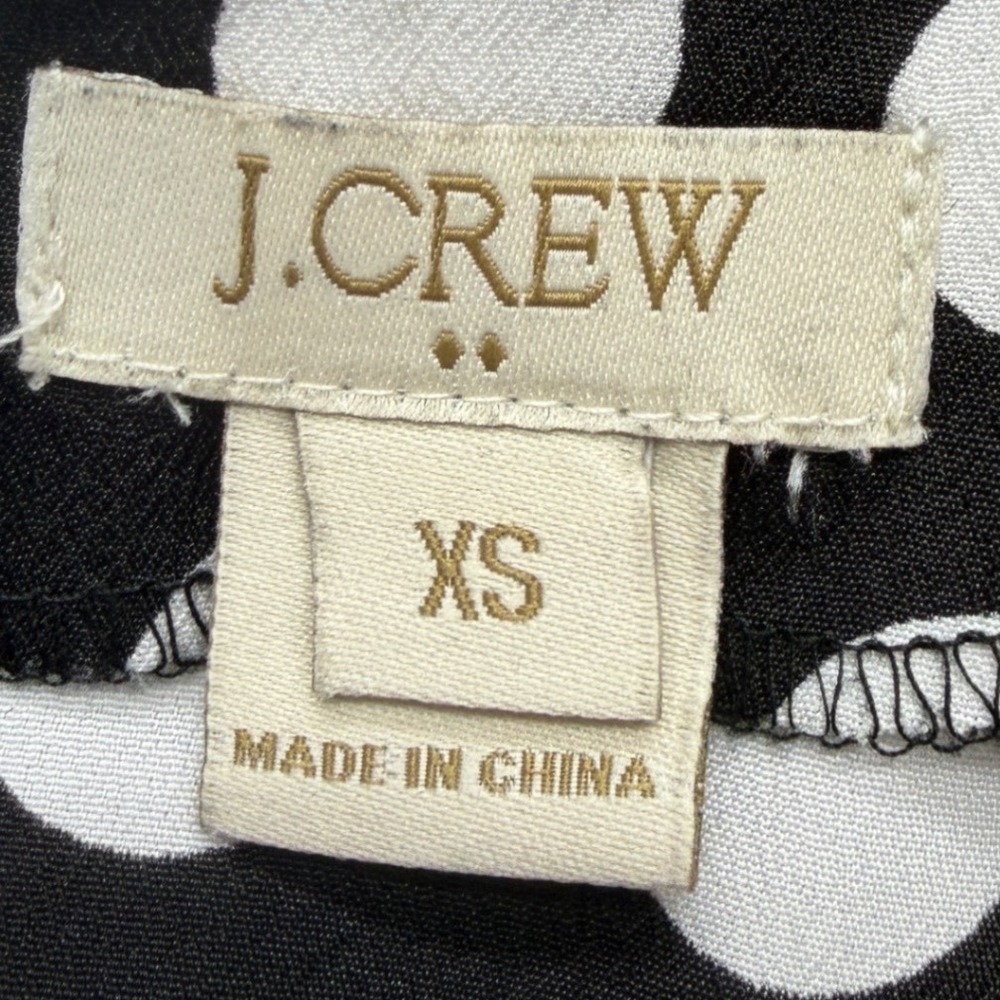 J.CREW Blouse Womens XS Black Polka Dot Short Sleeve Keyhole Back Top - Picture 8 of 10